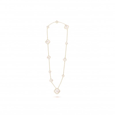 VAN CLEEF ARPELS MAGIC ALHAMBRA LONG NECKLACE, 11 MOTIFS - YELLOW GOLD, MOTHER-OF-PEARL  VCARD79500